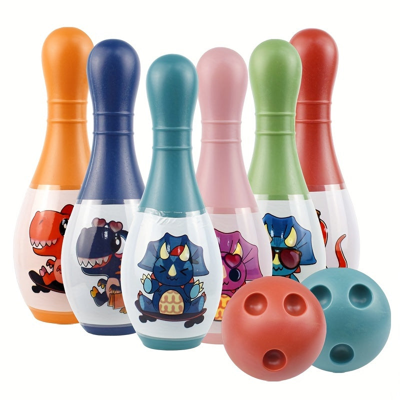 Toddler Bowling Set with 6 Pins and 2 Balls Educational Dinosaur Numbers Indoor Outdoor Play