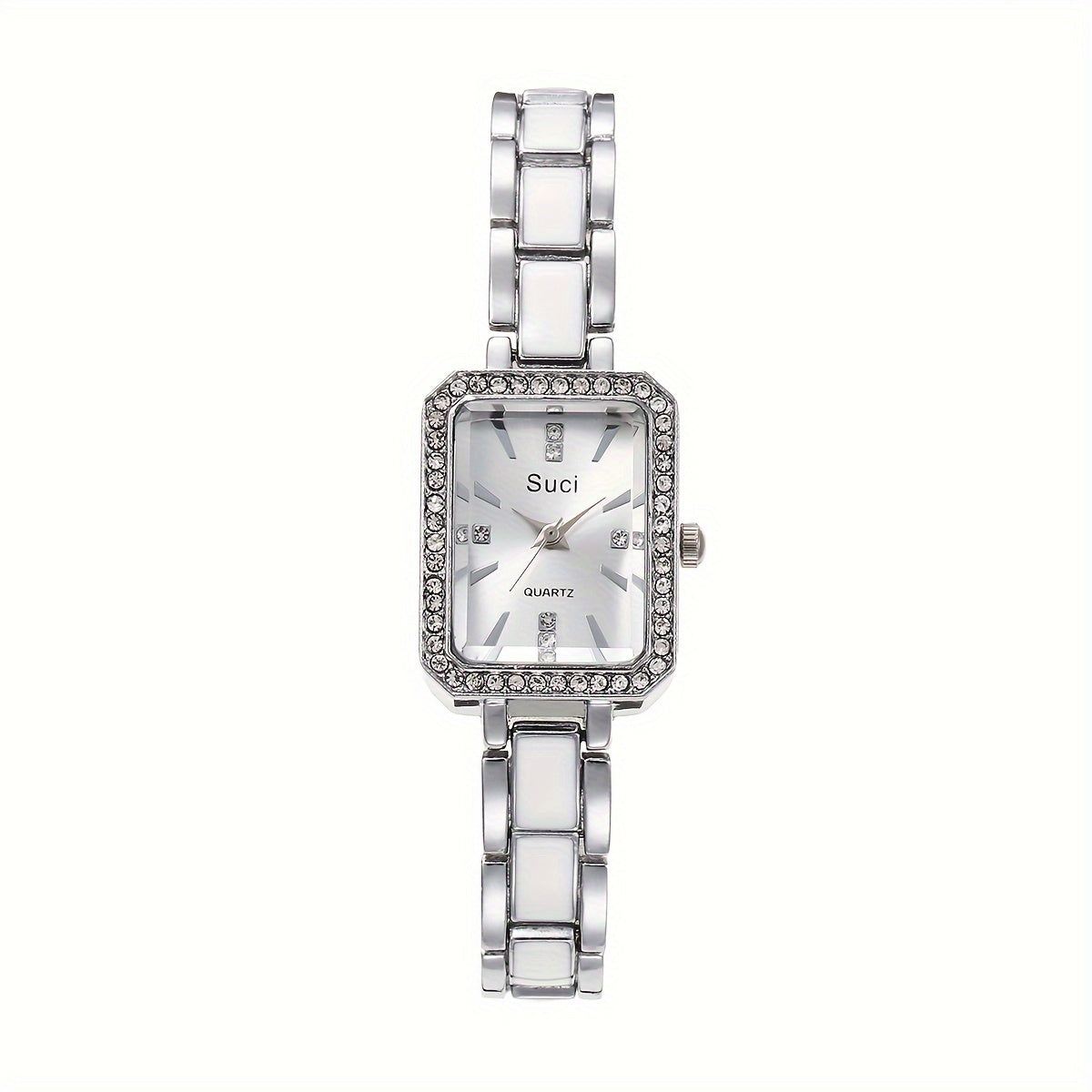 Women's Square Crystal Watch Minimalist Quartz Zinc Alloy Strap Ramadan Gift