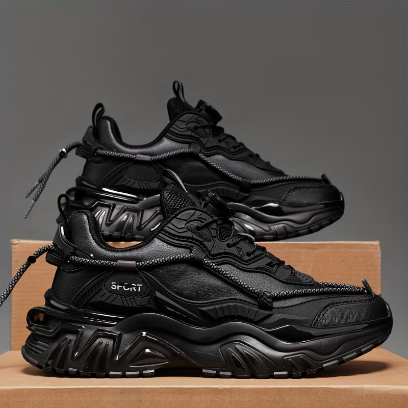 Men's Casual Sneakers Low Top Leather Upper Comfortable Durable Solid Color Shoes