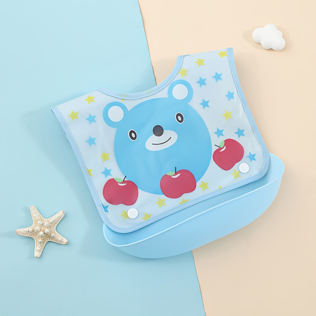 Kids Waterproof Cartoon Bib for Ages 0+ and 3+ in Mixed Colors with Easy Clean Detachable Design