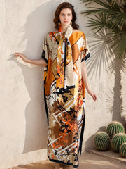 Vestido largo de talla grande para mujer con estampado floral, manga larga, casual y formal