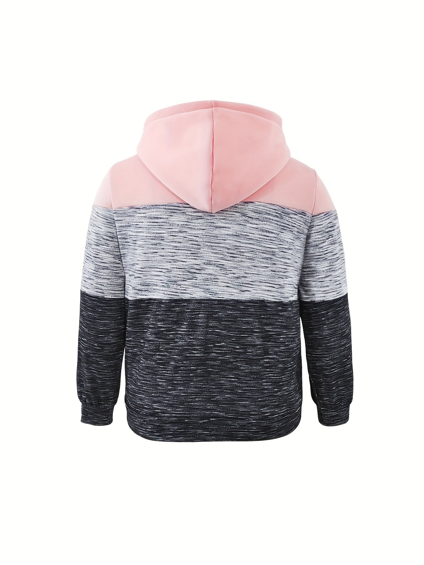 Plus Size Women's Casual Hoodie Colorblock Zip Up with Pockets