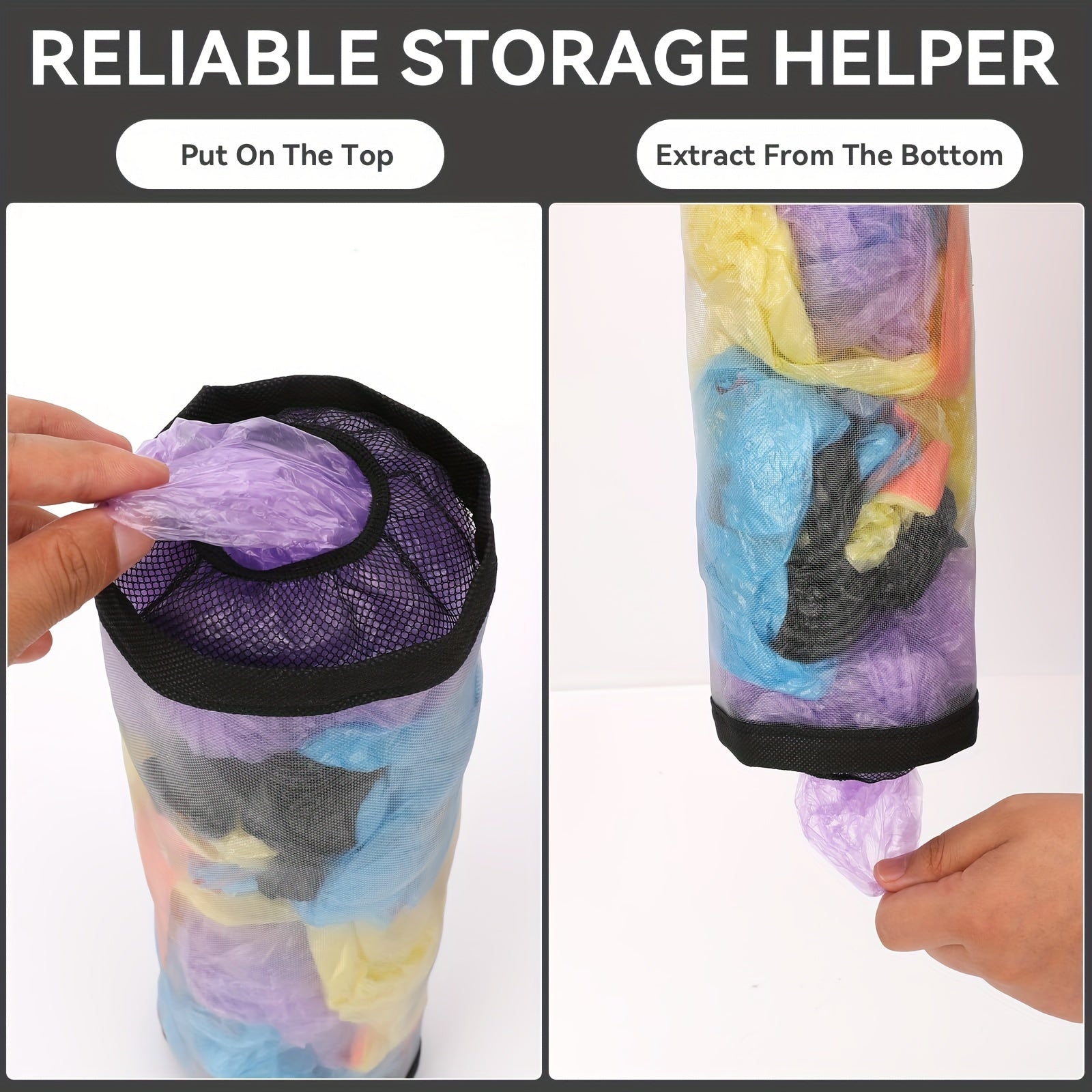 Держатели для пластиковых пакетов - набор из 2, 3, 5 или 7 штук, сетчатый подвесной диспенсер для продуктовых пакетов для дома, кухни и путешествий