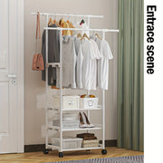 Carbon Steel Mobile Closet Organizer with Casters for Indoor Storage