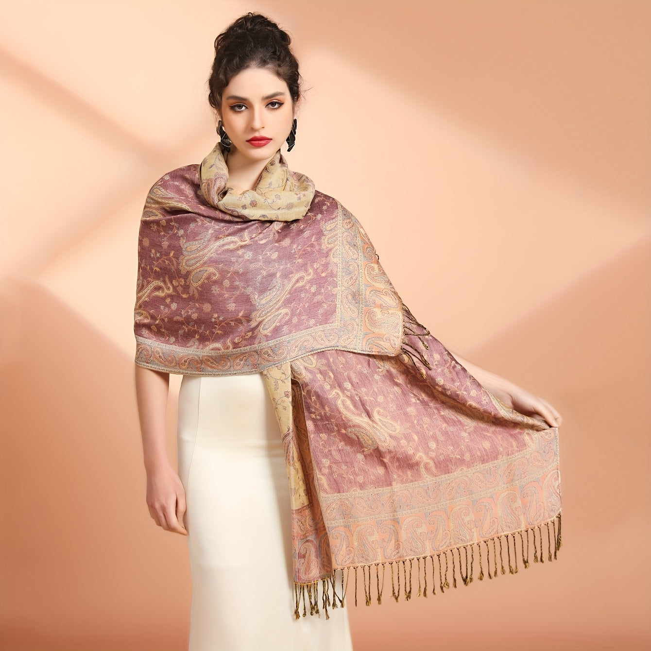 Vintage Boho Paisley Jacquard Tassel sharfi, kuz va qish uchun yumshoq, issiq shalvar