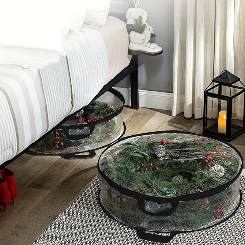 Bolsa de almacenamiento impermeable con asa para coronas y guirnaldas de Navidad, organizador con cremallera