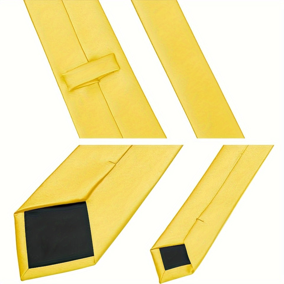 Erkaklar uchun bir rangli ipak aksessuarlar to'plami, galstuk, cho'ntak sharf, sochiq, galstuk klipi, rasmiy kiyimlar va sovg'alar uchun