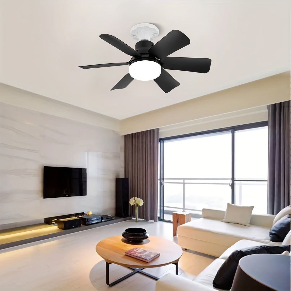 2pcs LED Ceiling Fan Bulb with Remote Control Adjustable Brightness and Speed E26/E27 Compatible for Living Room Bedroom Kitchen