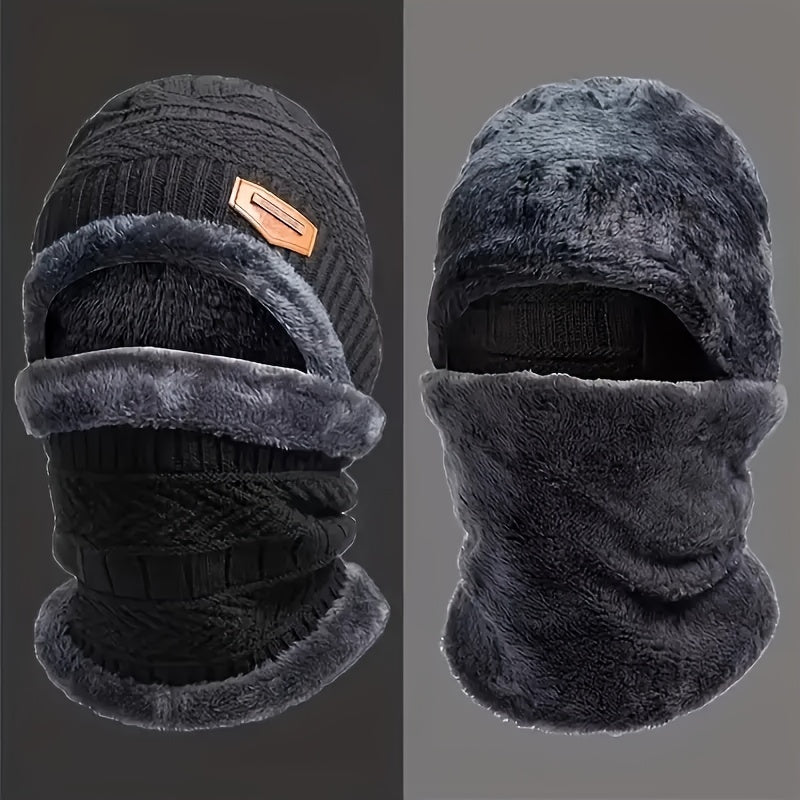 3-ta qismli qishki issiqlik aksessuarlari to'plami: shlyapa, sharf, qo'lqoplar, polyester termal