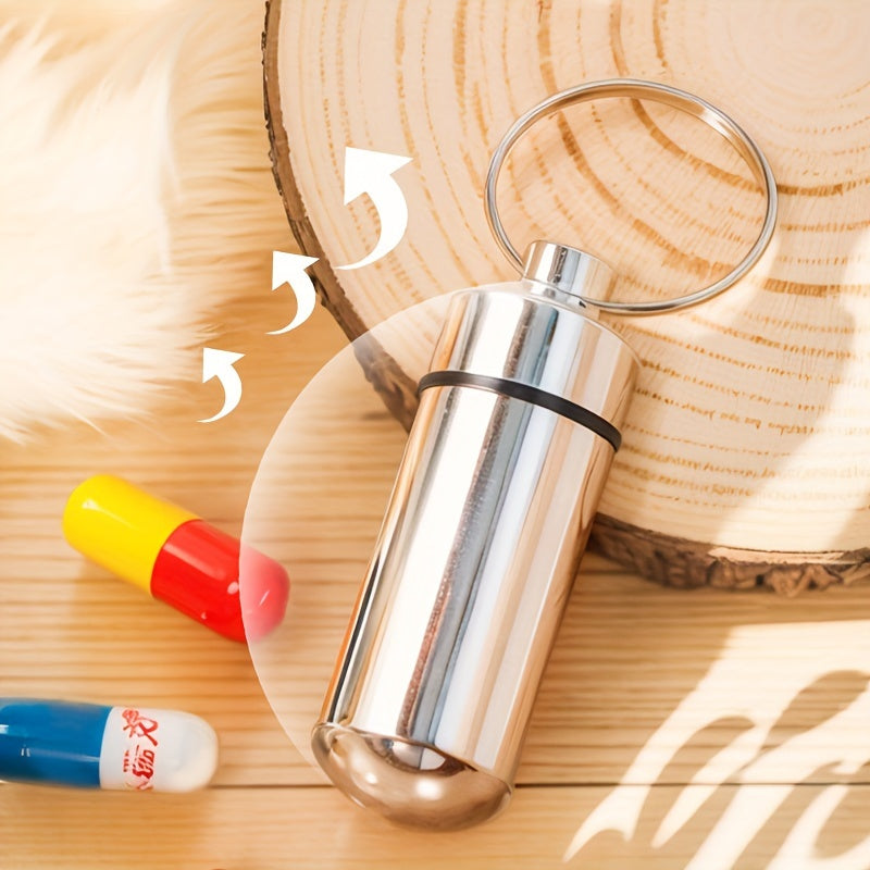 Portable Aluminum Pill Container Keychain Waterproof Small Travel Case