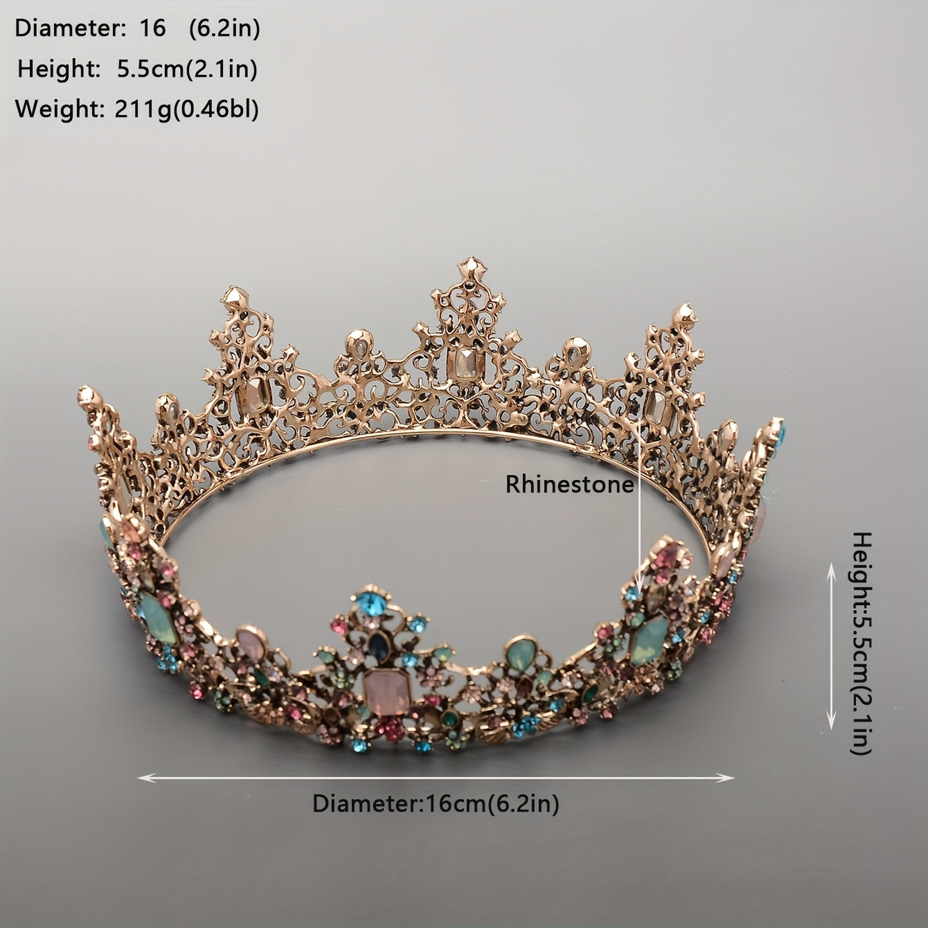 Vintage Silver Tiara with Rhinestone Accents for Weddings and Events