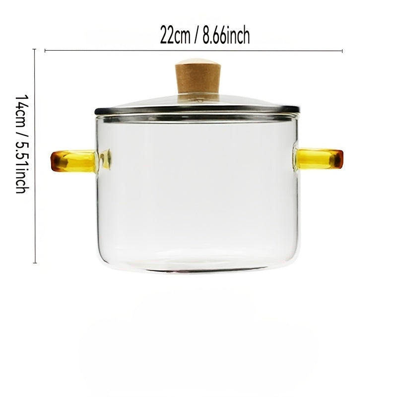Qo'l bilan yasalgan shisha qozon to'plami qopqoq bilan - issiqqa chidamli plita qozoni va qozon, makaron, noodle, sho'rva, sut va bolalar ovqatini tayyorlash uchun ideal, plita uchun xavfsiz