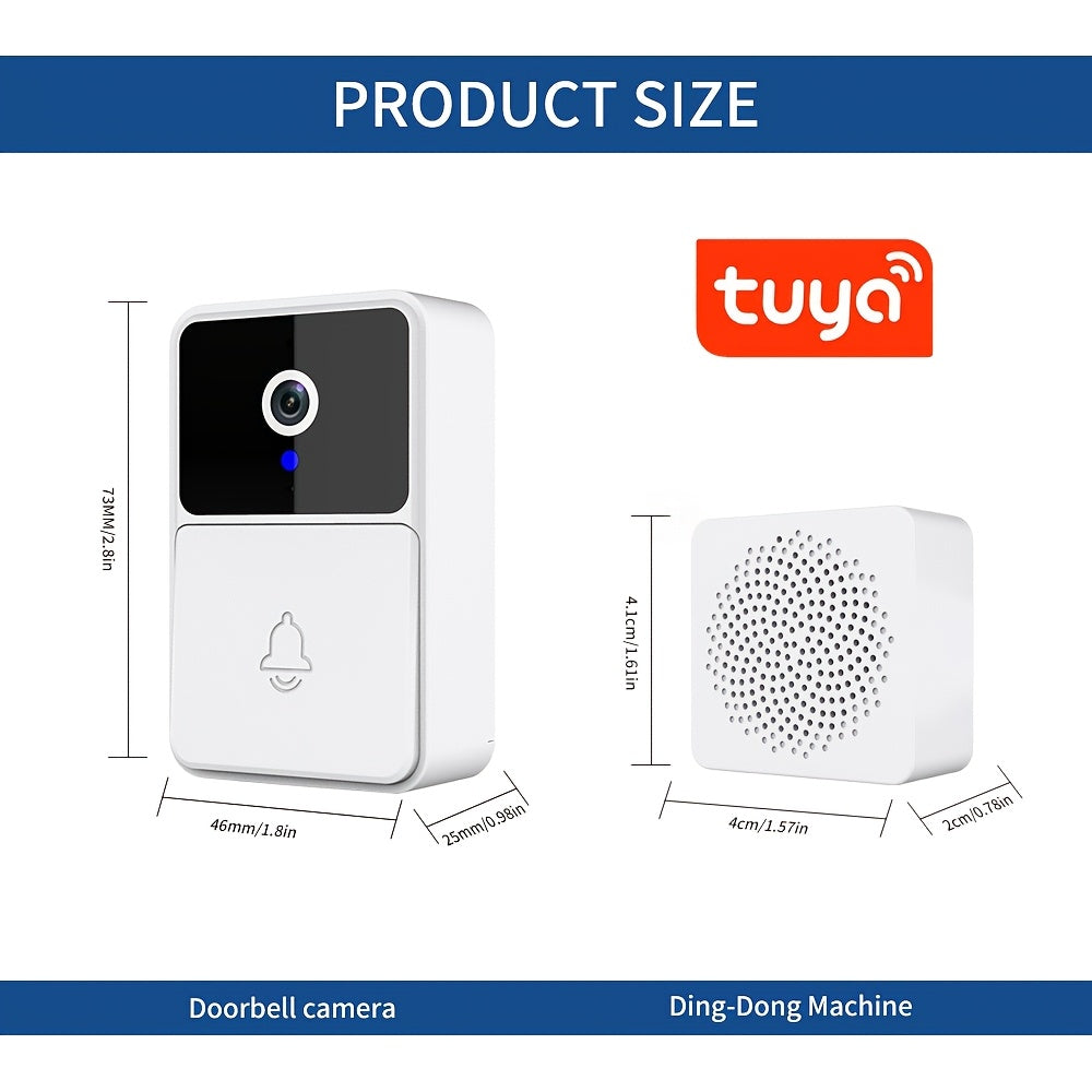 Wireless Smart Doorbell with 480P Camera Night Vision Two-Way Audio Battery or USB Power