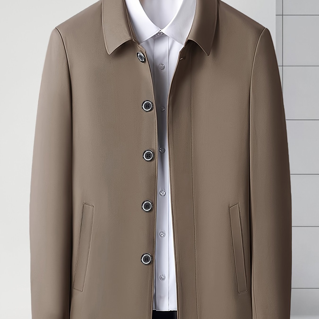 Men's Slim Fit Solid Color Polyester Blazer for Work and Casual in Spring and Autumn