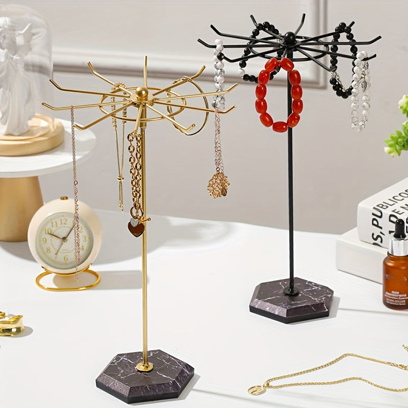Metal Jewelry Display Rack with Rotating Stand for Necklaces Earrings Bracelets