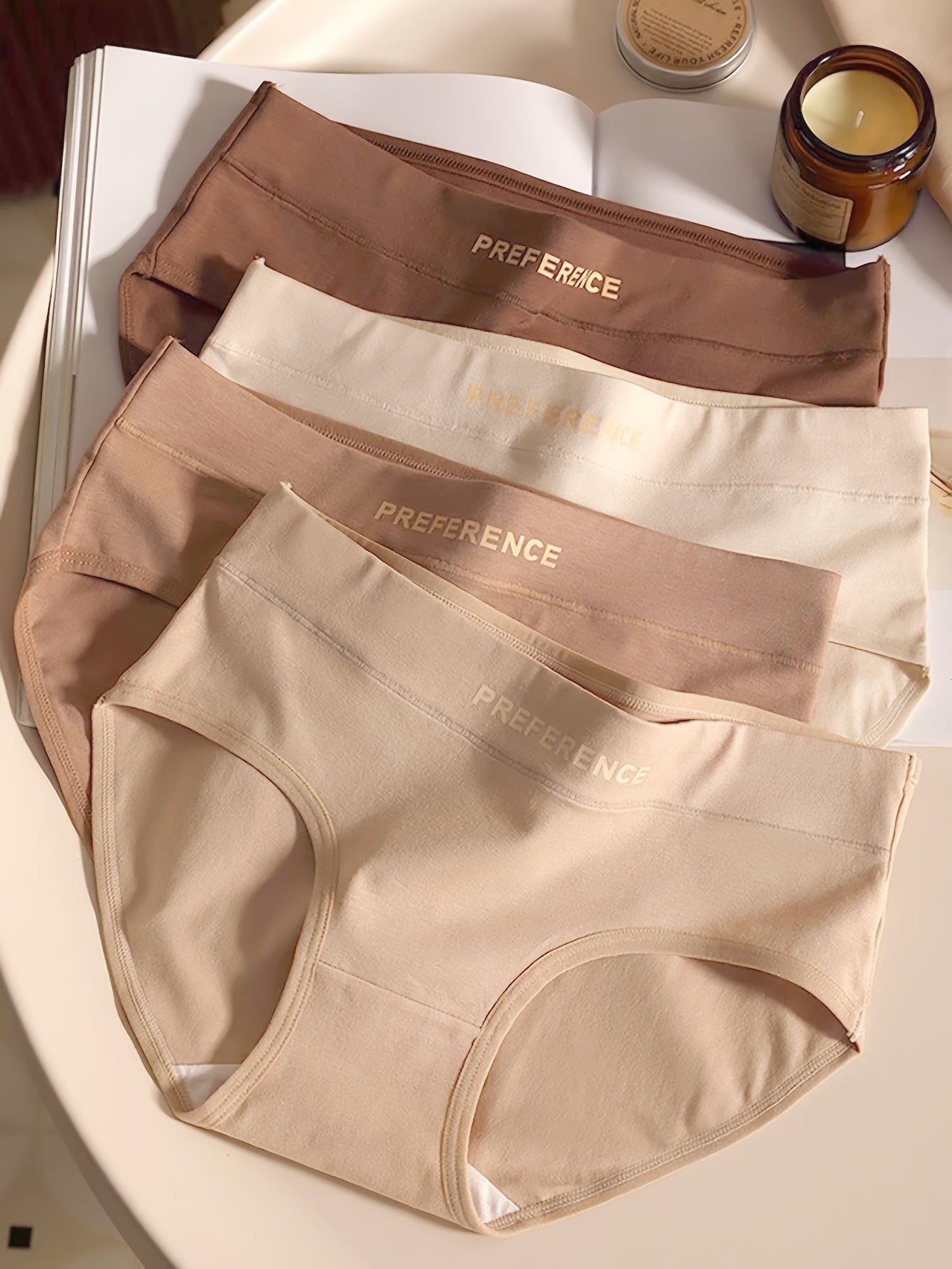 Women’s Seamless Cotton Bikini Briefs 4-Pack with Alphabet Pattern