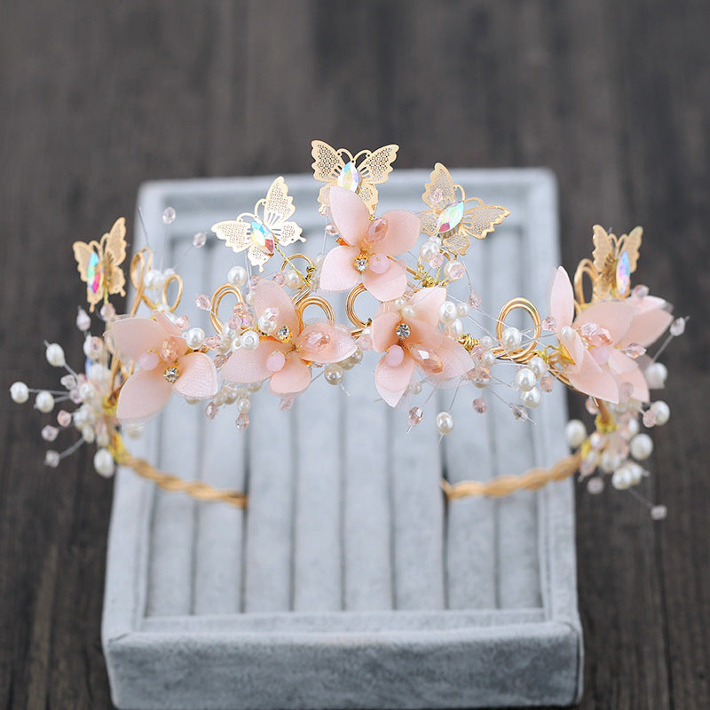 Bridal Flower Crown Headband with Faux Pearls Wedding Hair Accessory