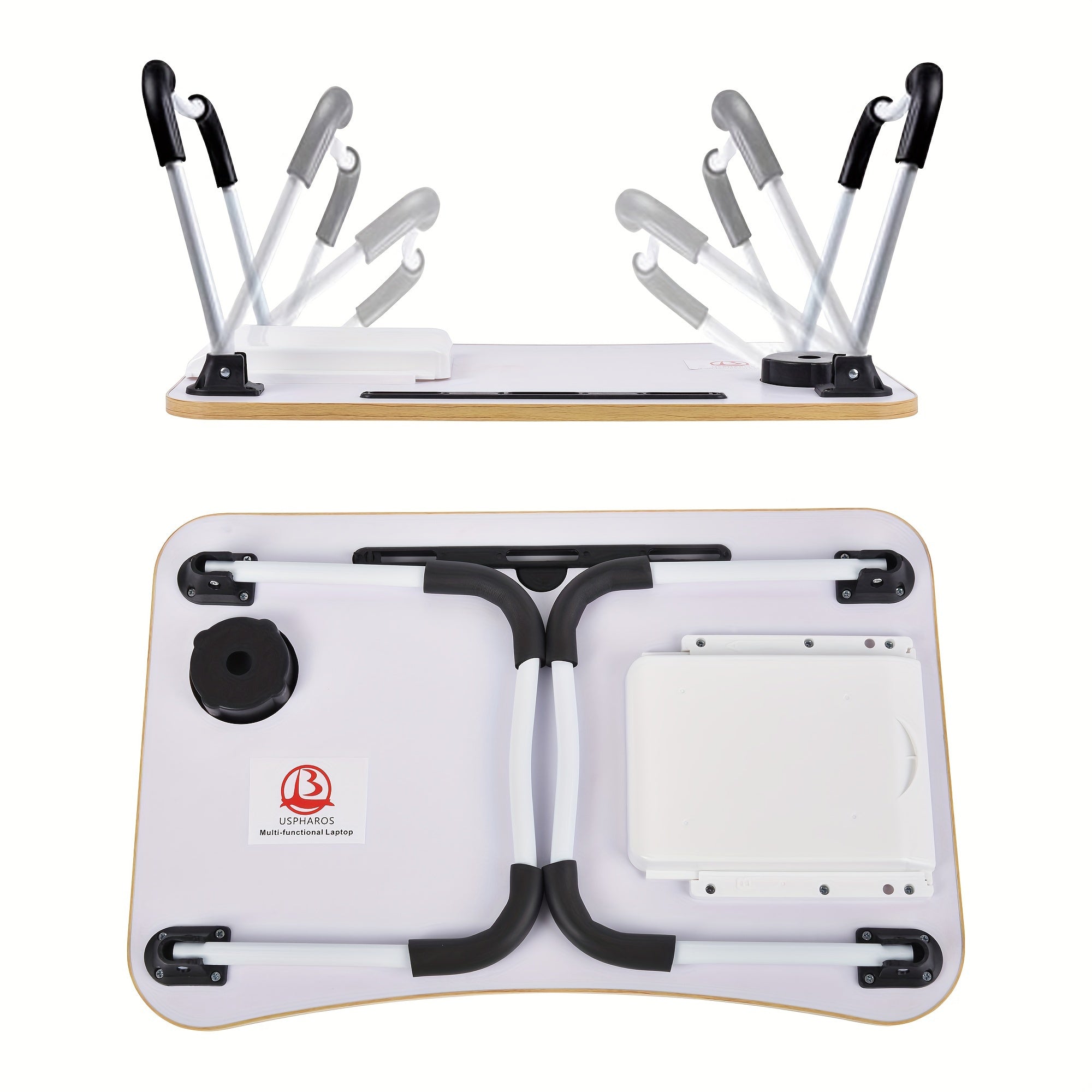 Bandeja portátil plegable para portátil con soporte para taza y cajón para cama, sofá y lectura