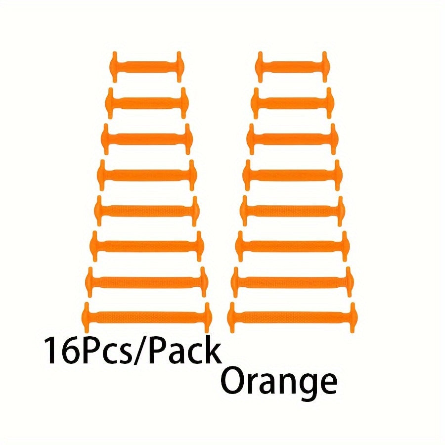16 Pcs Silicone Elastic No-Tie Shoelaces Waterproof Stain-Resistant for Sneakers