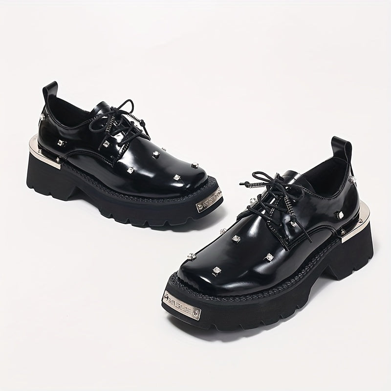 Women's Punk Platform Loafers Synthetic Cover Chunky Rubber Sole