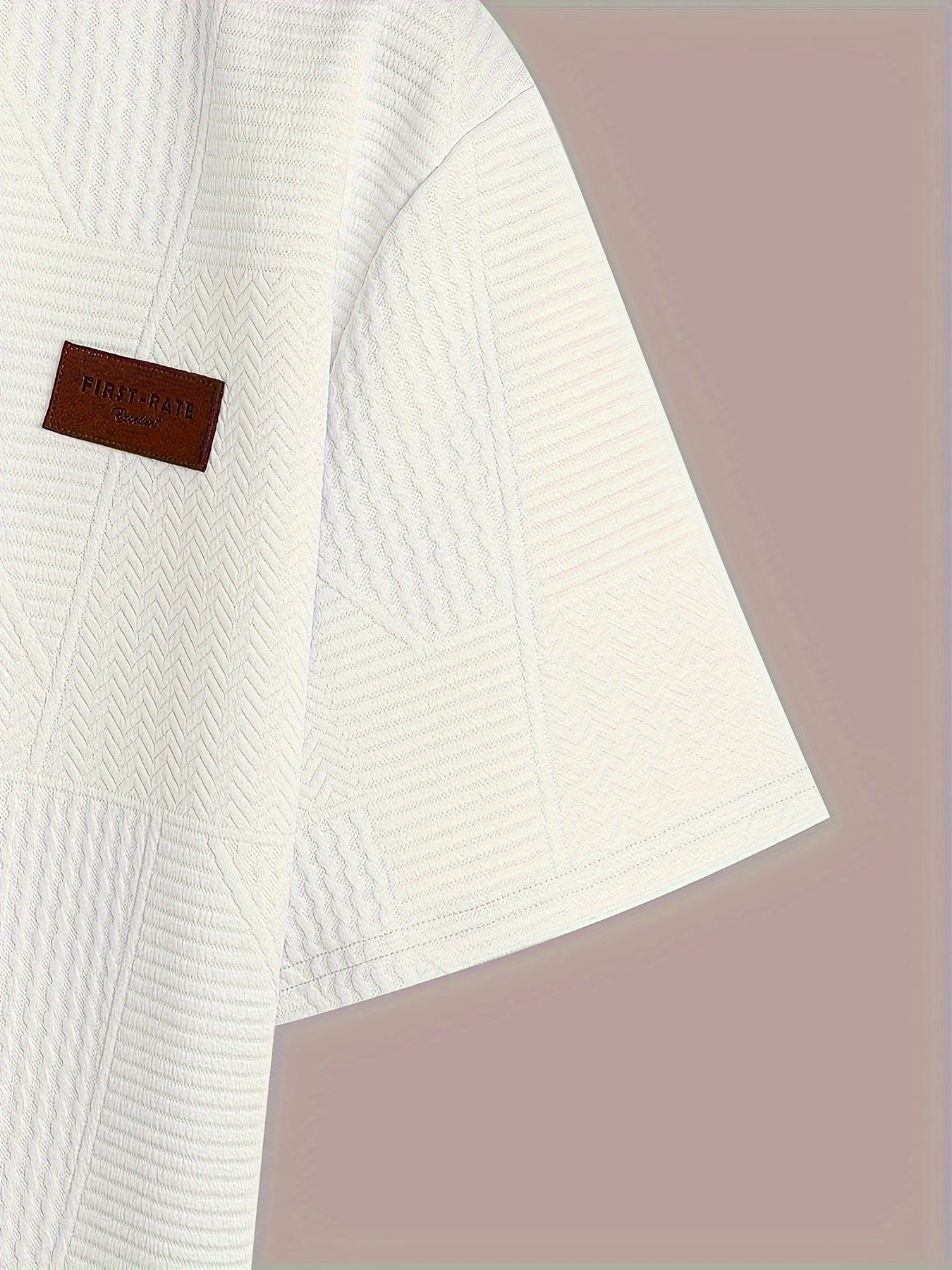 Men's Jacquard Geometric Pattern T-Shirt with Polyester and Spandex Fabric