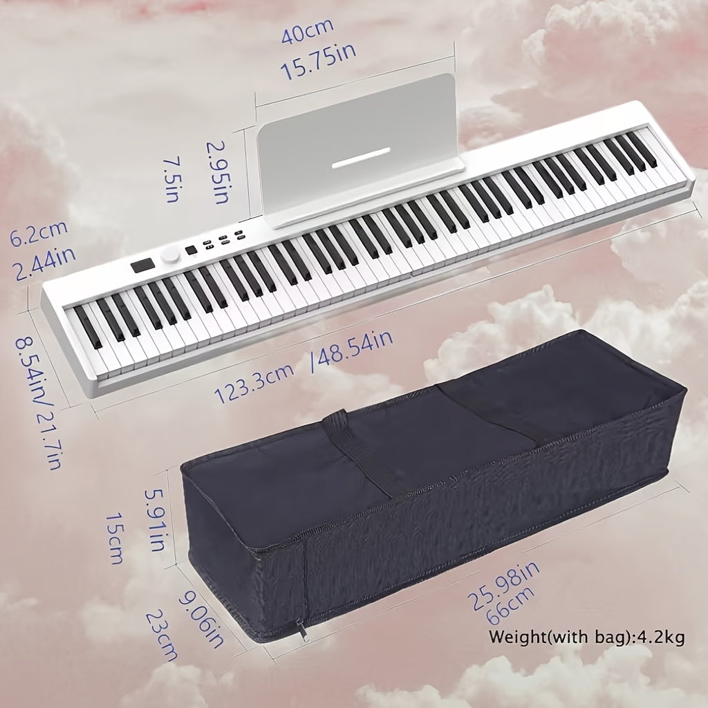Ko‘p rangli qayta zaryadlanuvchi batareya va sumkaga ega 88 kalitli portativ yig‘iladigan raqamli pianino