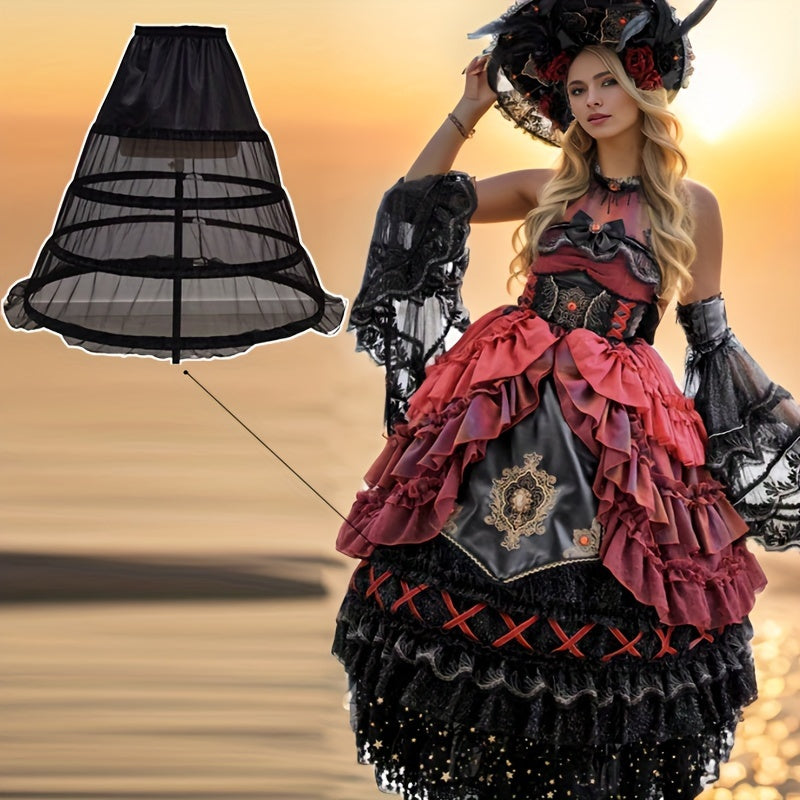 Three Rings Petticoat with Adjustable Waist and Dress Bustle for Wedding Gowns