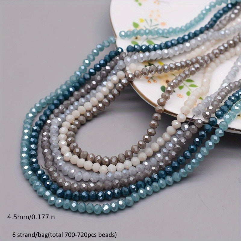 720 Pieces Faceted Glass Rondelle Beads 4mm for Jewelry Making and Crafts