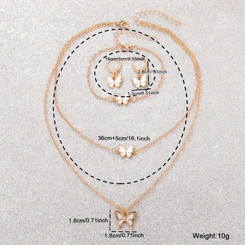 Women's Quartz Watch Set with Round Dial PU Leather Strap Matching Jewelry Gift