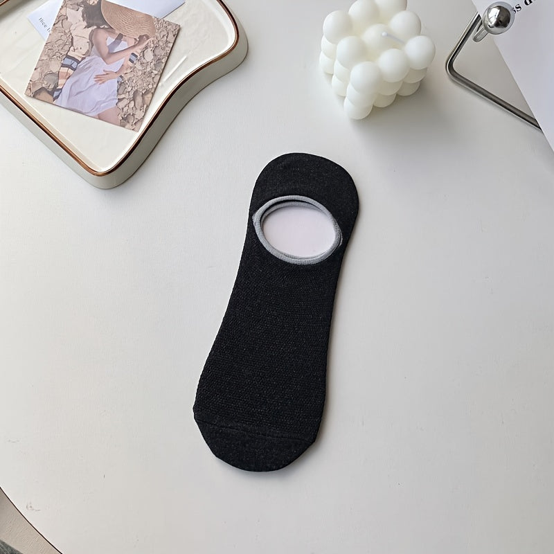 Men's Invisible Socks 7 Pairs Breathable Low-Top Crew Socks with Colorful Cuffs