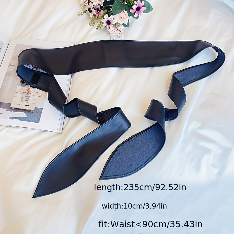 Ayollar uchun elegant kiyingan palto, qora bowknot Obi kamar va lenta bilan bog'langan korset, keng belbog'