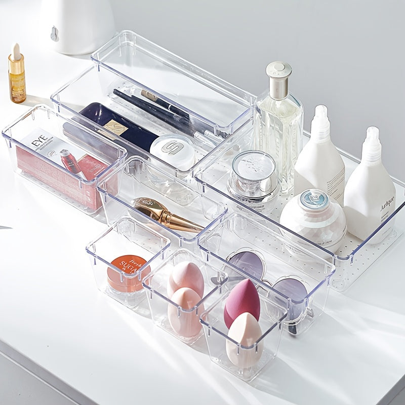 Clear Drawer Storage Box Set with 37 Pieces for Skincare and Makeup Organization