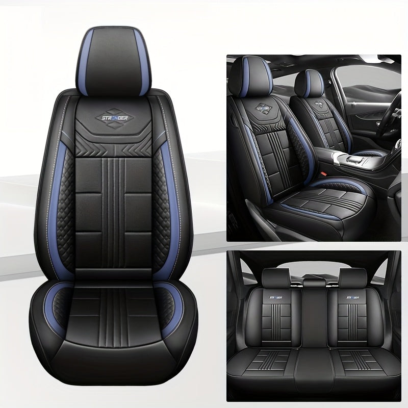 Car Seat Cover Universal Full Coverage PU Leather for 5 Seats All-Season
