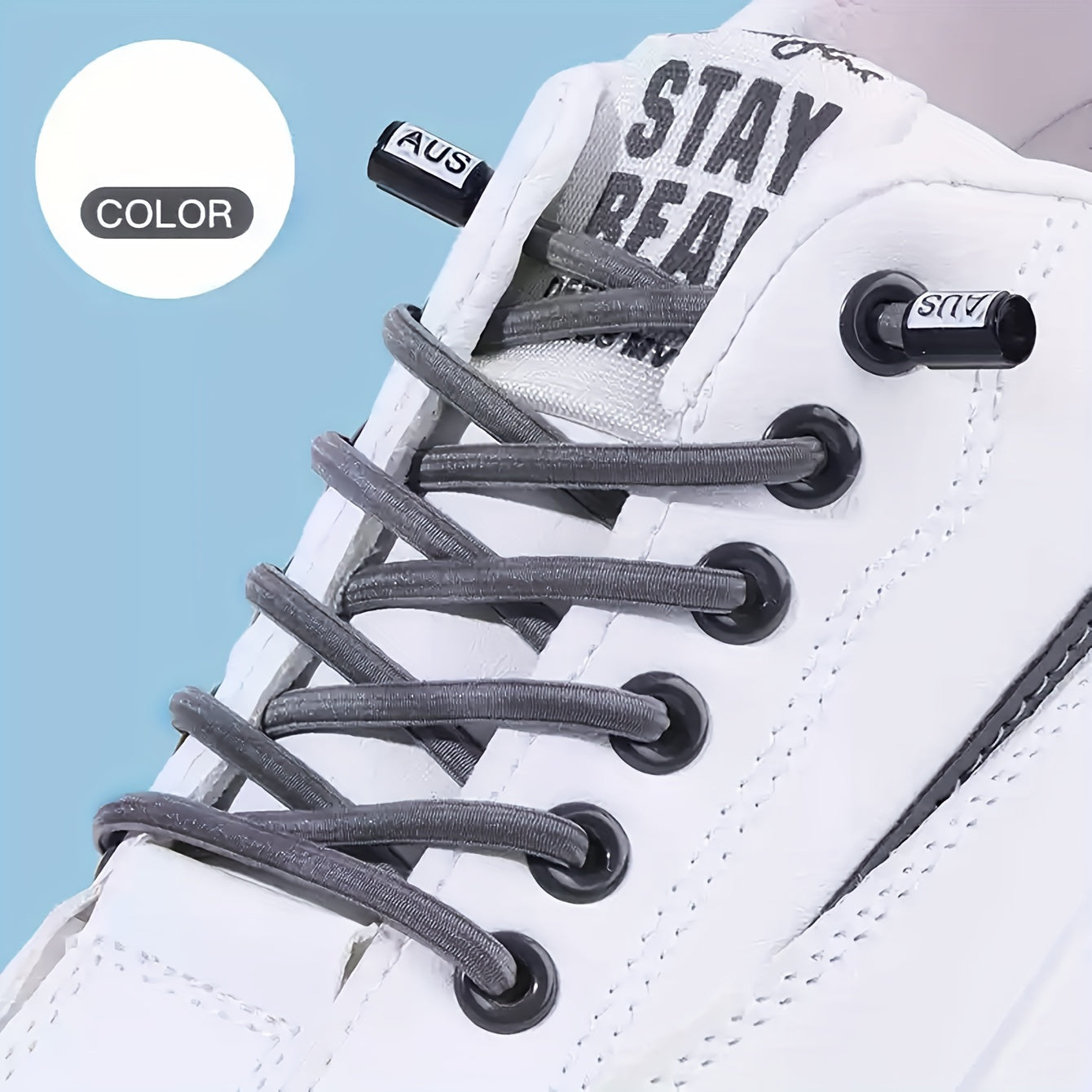 Unisex Elastic No-Tie Shoelaces with Safety Buckle Multicolor Durable Knit