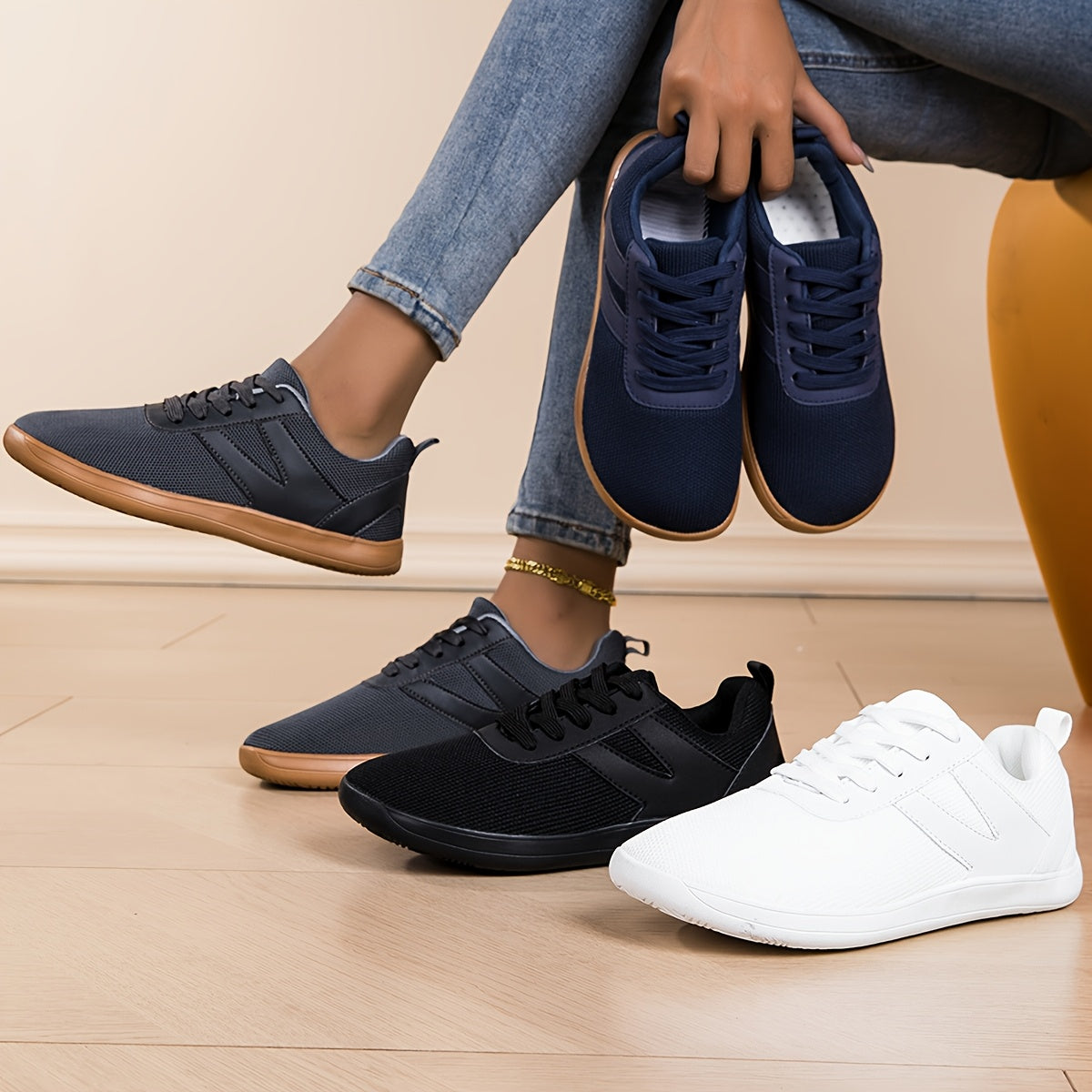 Women's Barefoot Sneakers Wide Fit Athletic Shoes Light Gray for Walking Tennis