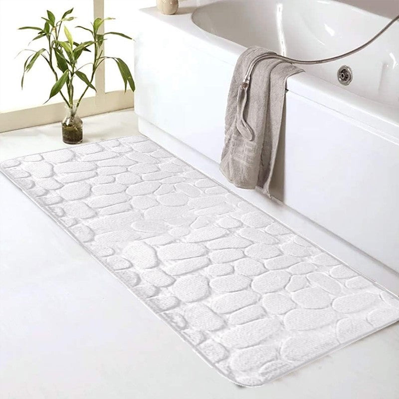 Cobblestone Pattern Memory Foam Bath Mat Non-Slip Absorbent Machine Washable