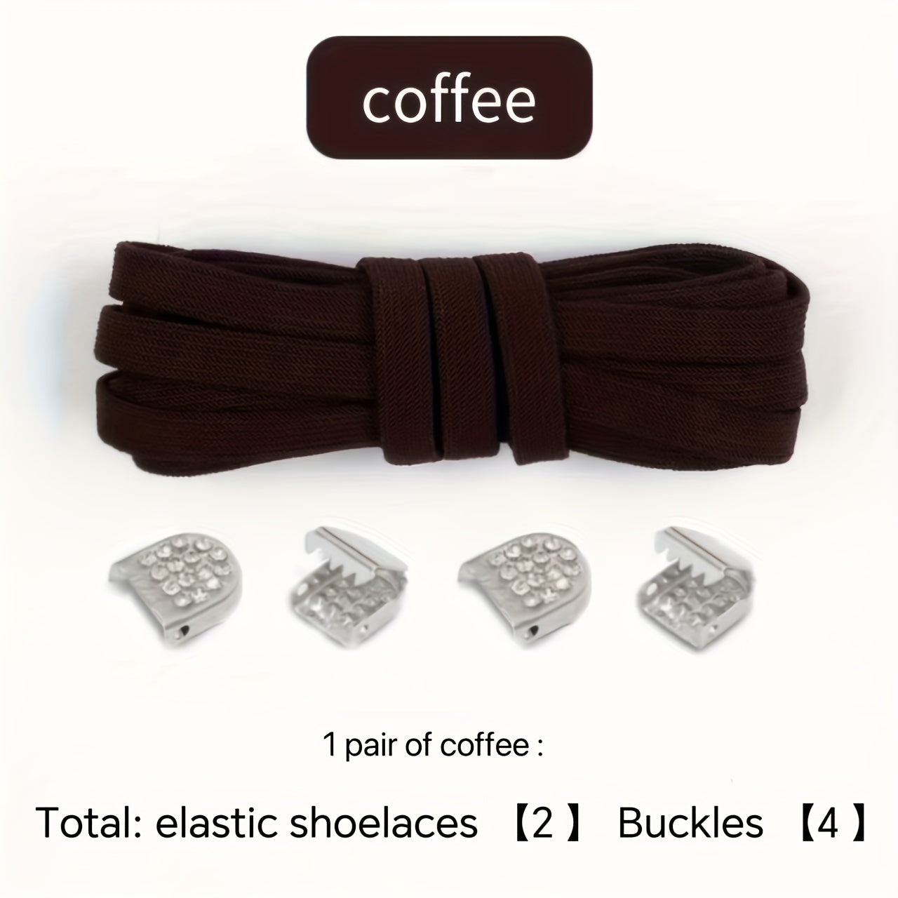 Unisex Elastic No-Tie Shoelaces Black White Flat Design Secure Buckle
