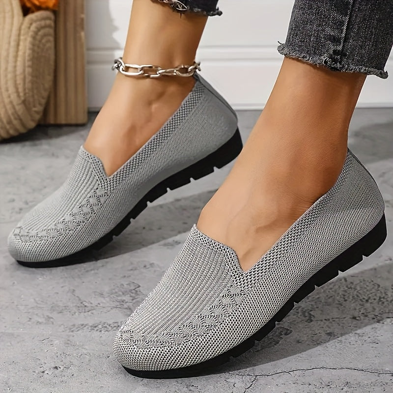 Women’s Knit Slip-On Loafers Lightweight Non-Slip Breathable Casual Shoes