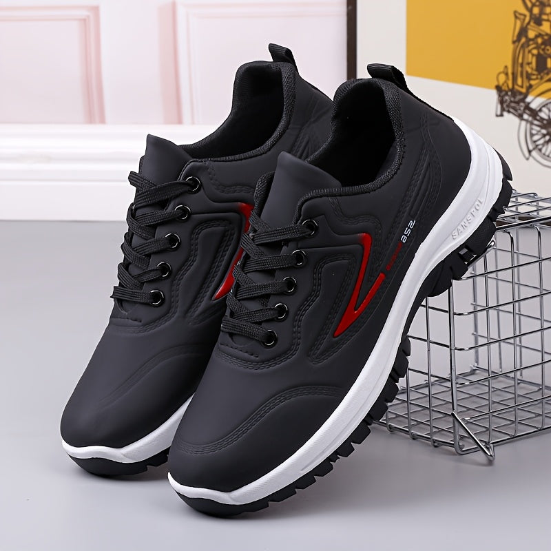 Men's Black Faux Slip-On Winter Sneakers Waterproof Casual Sports Low Top Round Toe