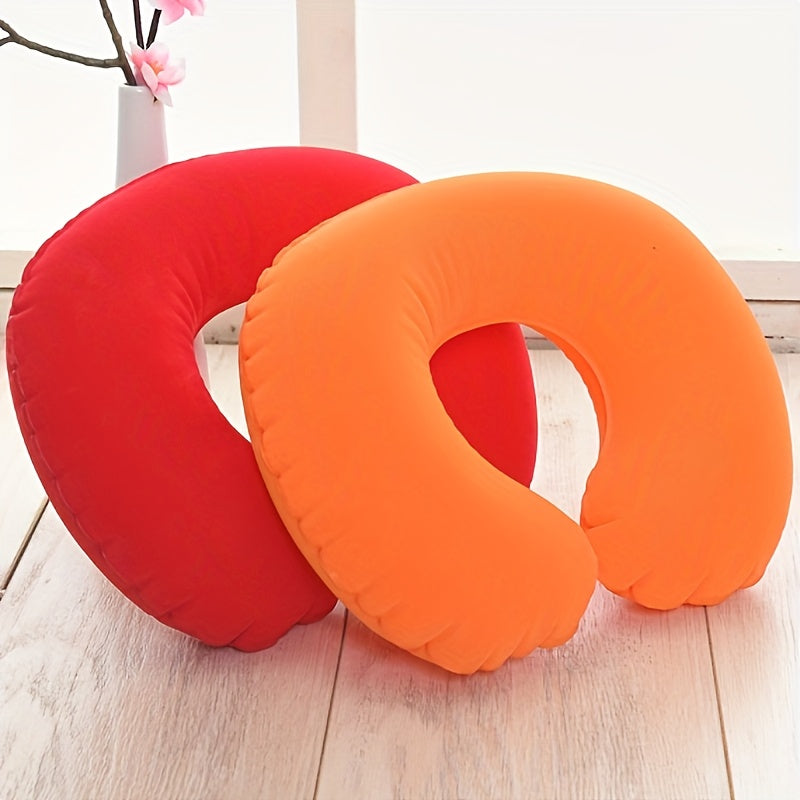 Inflatable C-Shaped Travel Pillow Neck Support for Car and Airplane