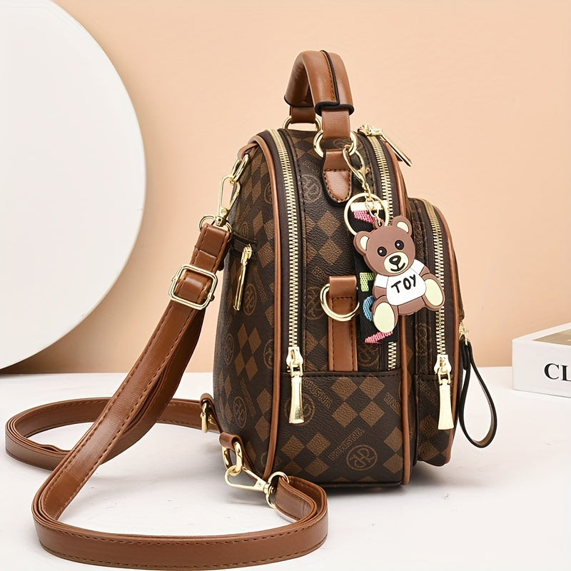 Ish va yo'l harakati uchun zamonaviy, ko'p funksiyali ayollar sumkasi, kichik ruksak yoki yelka sumkasi sifatida ishlatilishi mumkin.