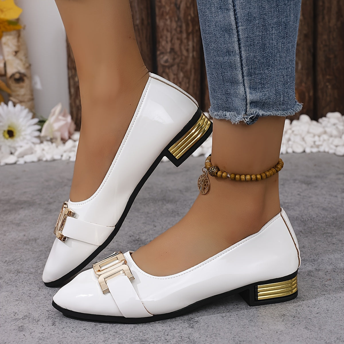 Women's Pointed Toe Slip-On Loafers Sequin Detail Orange Synthetic Dress Shoes