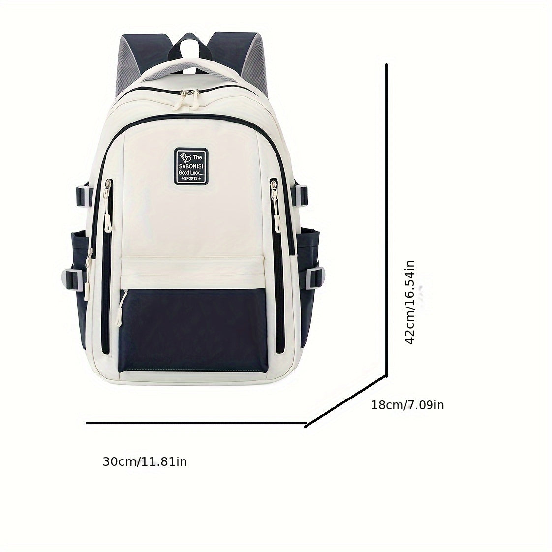 Two-Tone Water-Resistant Nylon Backpack for Students Casual Daypack with Organized Storage