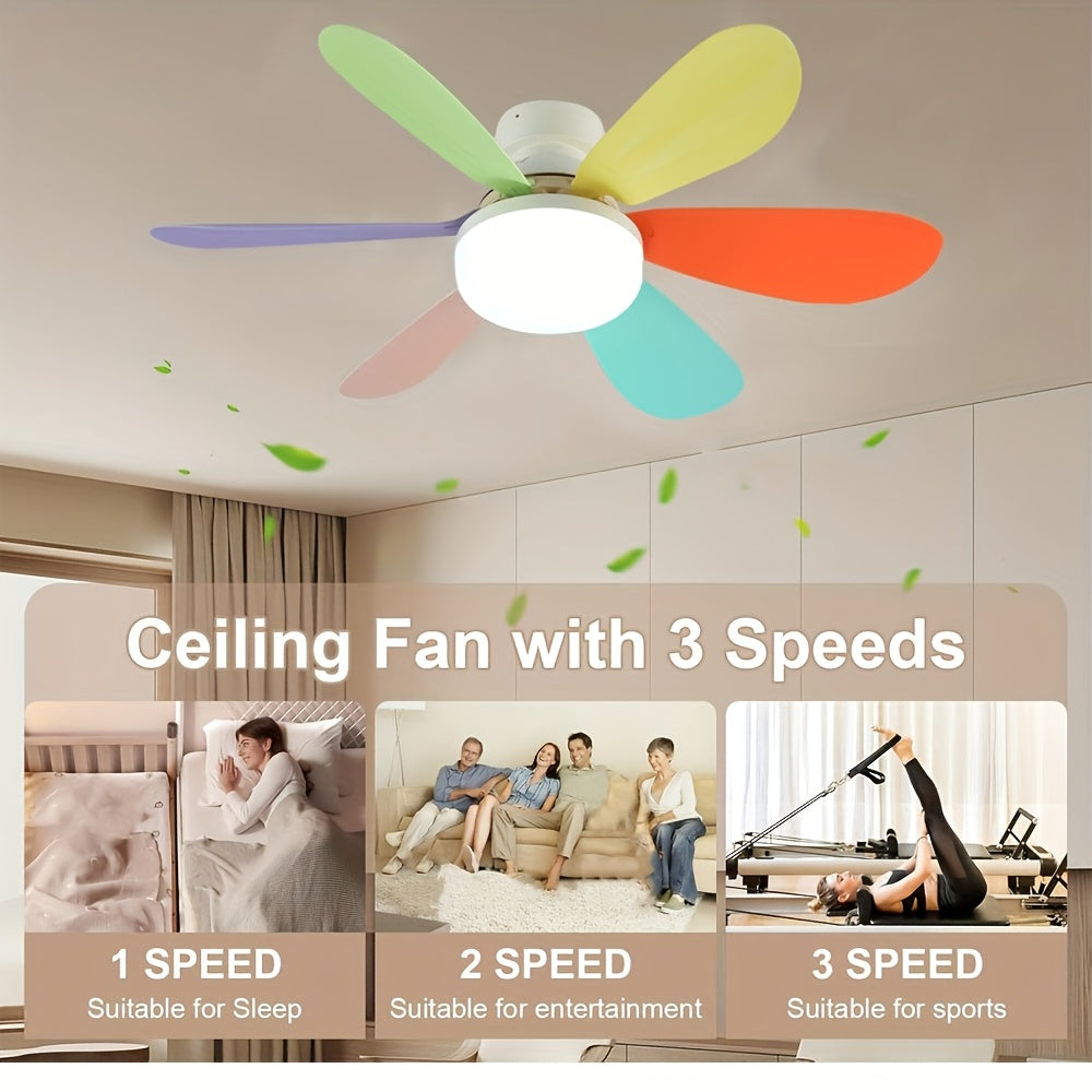 LED Smart Ceiling Fan Light with Remote Control, Timer, 6 Blades, Adjustable Brightness and Color Temperature