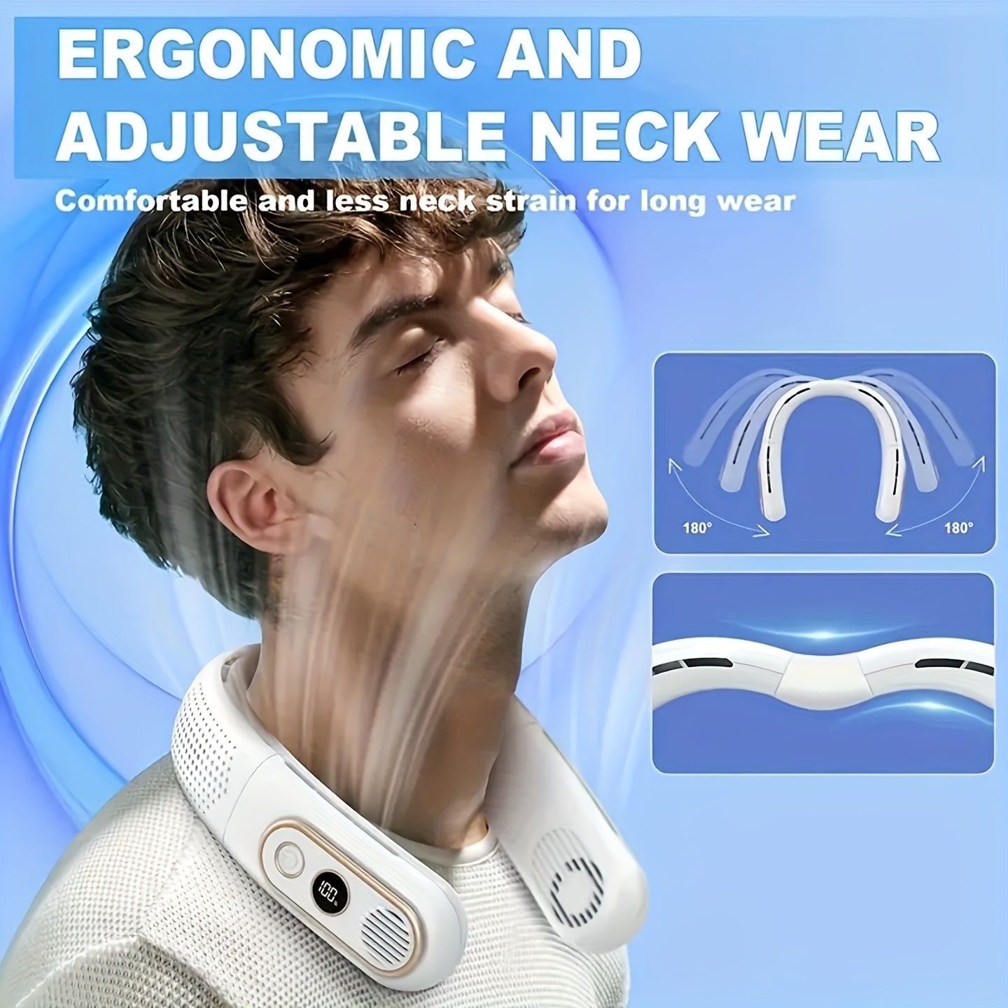 Portable Hanging Neck Fan with USB Charging Silent Cooling for Outdoor Use