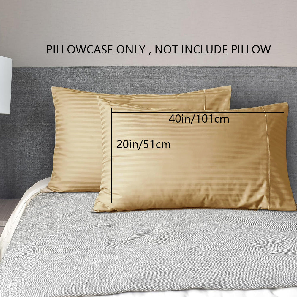 Striped Pillowcases Soft Breathable Woven Polyester Machine Washable Lightweight 90gsm