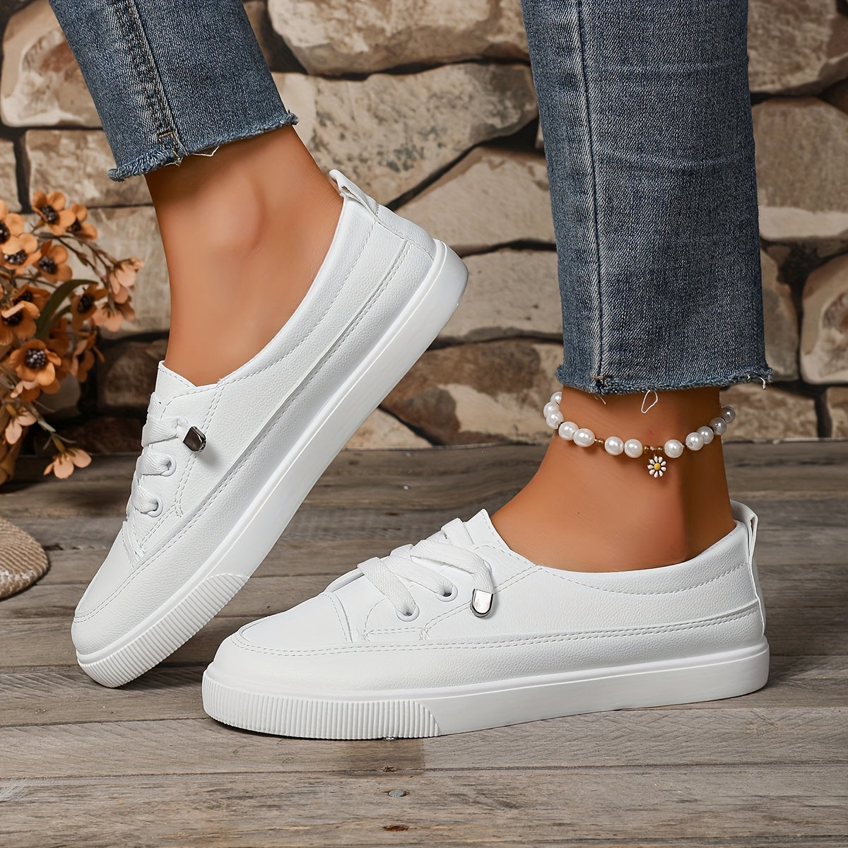 Женские белые кроссовки Мэри Джейн на противоскользящей резиновой подошве, дышащие, с перфорацией, повседневная обувь