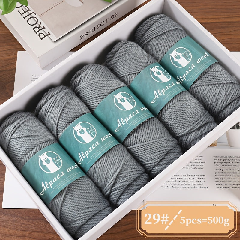 5-Pack Multicolor Alpaca Wool Yarn 500g Thick-Thin Self-Striping and Ombre