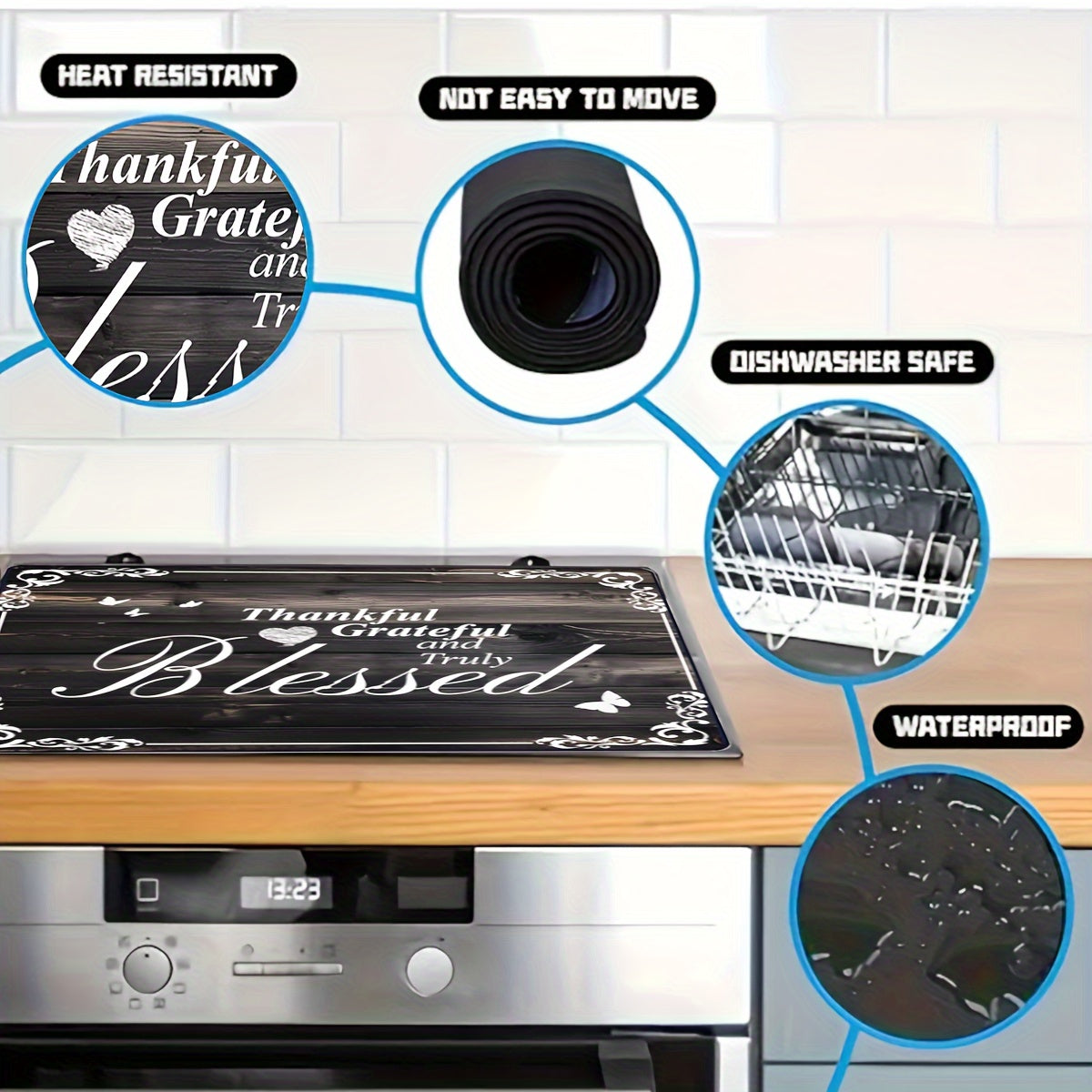 Stove Top Protector 72x52cm Heat-Resistant Glass Scratch-Proof Dishwasher Safe