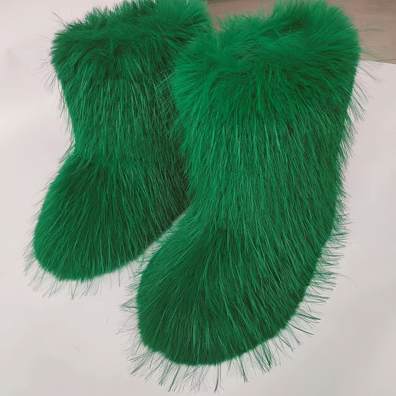 Women's Faux Fur Mid-Calf Snow Boots Warm Winter Slip-On Flat Shoes